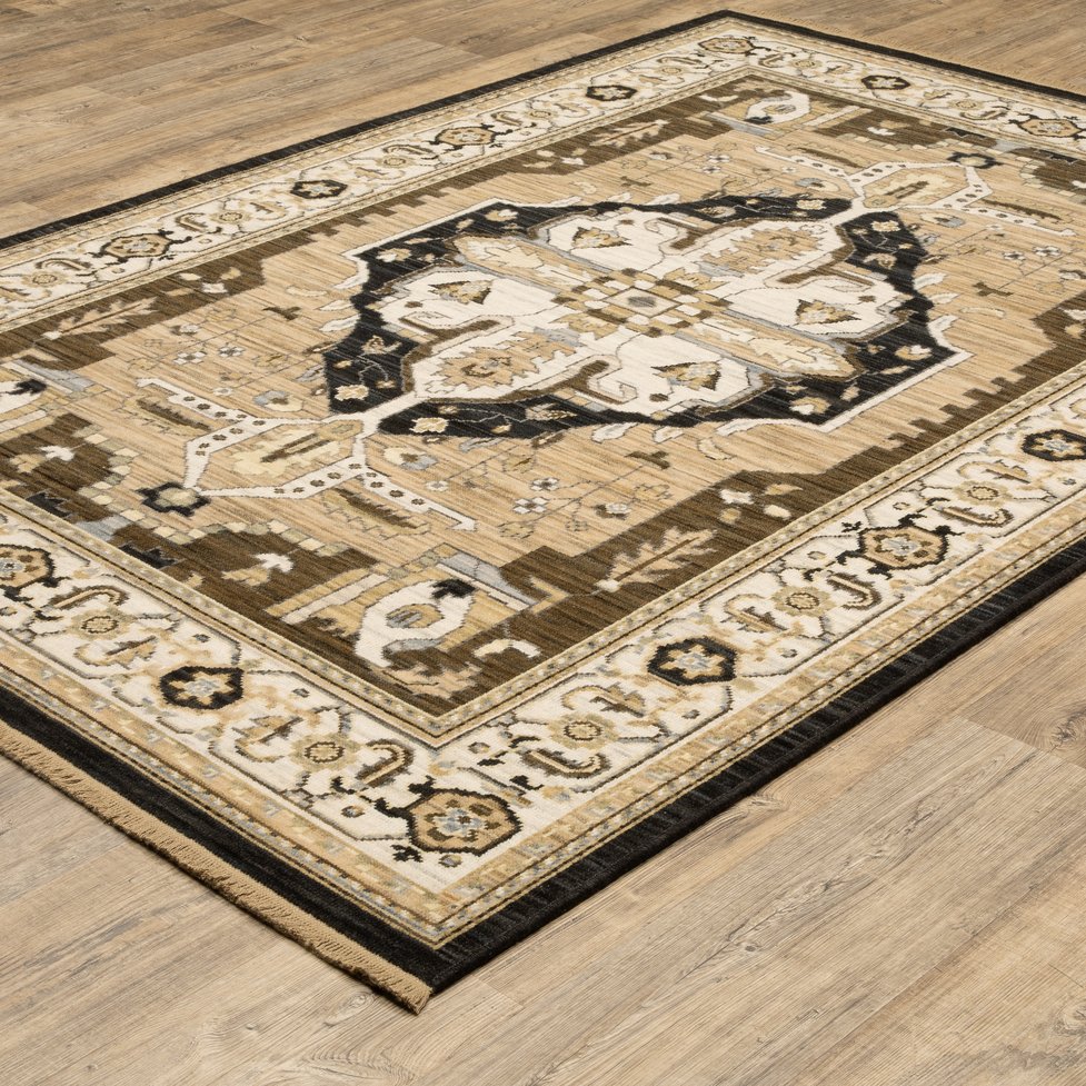 Oriental Weavers Acacia Indoor Area Rug - Elegant Earthy Tones With Cotton Fringe, Perfect For Any Home Decor Style Tan,Black Wool Aaca08240340st