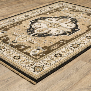 Oriental Weavers Acacia Indoor Area Rug - Elegant Earthy Tones With Cotton Fringe, Perfect For Any Home Decor Style Tan,Black Wool Aaca08100153st