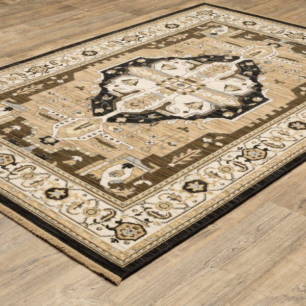 Oriental Weavers Acacia Indoor Area Rug - Elegant Earthy Tones With Cotton Fringe, Perfect For Any Home Decor Style Tan,Black Wool Aaca08100153st
