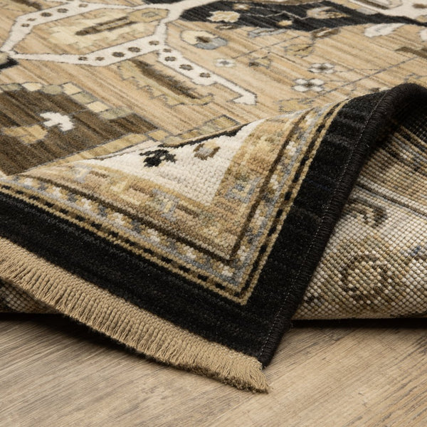 Oriental Weavers Acacia Indoor Area Rug - Elegant Earthy Tones With Cotton Fringe, Perfect For Any Home Decor Style Tan,Black Wool Aaca08100153st