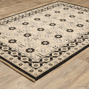 Oriental Weavers Acacia Classically Styled Indoor Area Rug With Earthy Tones And Elegant Cotton Fringe, 5'3" X 7'6" Beige,Black Wool Aaca09300394st