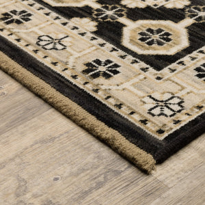 Oriental Weavers Acacia Classically Styled Indoor Area Rug With Earthy Tones And Elegant Cotton Fringe, 5'3" X 7'6" Beige,Black Wool Aaca09300394st