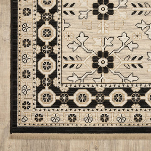 Oriental Weavers Acacia Classically Styled Indoor Area Rug With Earthy Tones And Elegant Cotton Fringe, 5'3" X 7'6" Beige,Black Wool Aaca09300394st