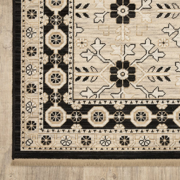 Oriental Weavers Acacia Classically Styled Indoor Area Rug With Earthy Tones And Elegant Cotton Fringe, 5'3" X 7'6" Beige,Black Wool Aaca09300394st