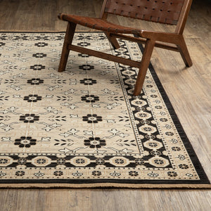 Oriental Weavers Acacia Classically Styled Indoor Area Rug With Earthy Tones And Elegant Cotton Fringe, 5'3" X 7'6" Beige,Black Wool Aaca09300394st