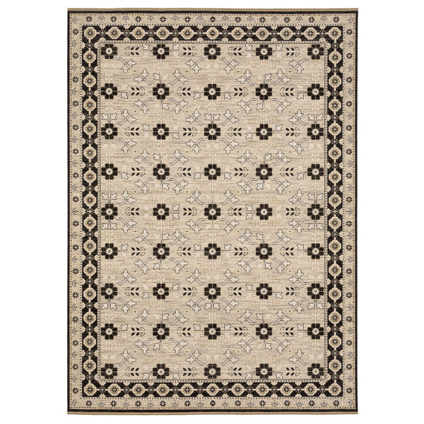 Oriental Weavers Acacia Classically Styled Indoor Area Rug With Earthy Tones And Elegant Cotton Fringe, 5'3" X 7'6" Beige,Black Wool Aaca09300394st