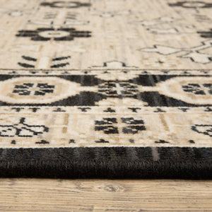Oriental Weavers Acacia Classically Styled Indoor Area Rug With Earthy Tones And Elegant Cotton Fringe, 5'3" X 7'6" Beige,Black Wool Aaca09300394st