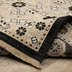 Oriental Weavers Acacia Classically Styled Indoor Area Rug With Earthy Tones And Elegant Cotton Fringe, 5'3" X 7'6" Beige,Black Wool Aaca09300394st