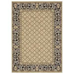 Oriental Weavers Acacia Indoor Area Rug - Classic Earthy Tones With Cotton Fringe, Luxurious Wool Blend For Elegance Tan,Charcoal Wool Aaca12240340st