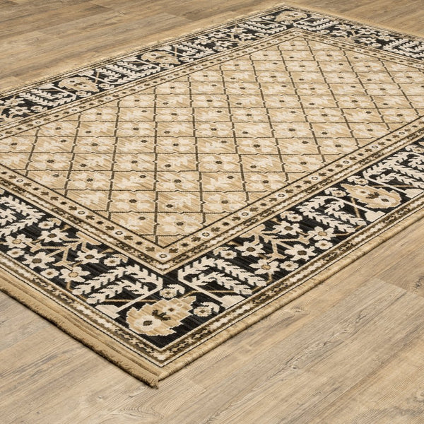 Oriental Weavers Acacia Indoor Area Rug - Classic Earthy Tones With Cotton Fringe, Luxurious Wool Blend For Elegance Tan,Charcoal Wool Aaca12200296st