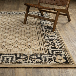 Oriental Weavers Acacia Indoor Area Rug - Classic Earthy Tones With Cotton Fringe, Luxurious Wool Blend For Elegance Tan,Charcoal Wool Aaca12200296st