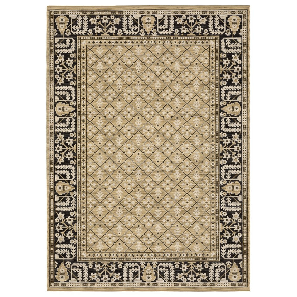 Oriental Weavers Acacia Indoor Area Rug - Classic Earthy Tones With Cotton Fringe, Luxurious Wool Blend For Elegance Tan,Charcoal Wool Aaca12200296st