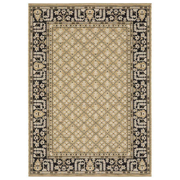 Oriental Weavers Acacia Indoor Area Rug - Classic Earthy Tones With Cotton Fringe, Luxurious Wool Blend For Elegance Tan,Charcoal Wool Aaca12200296st