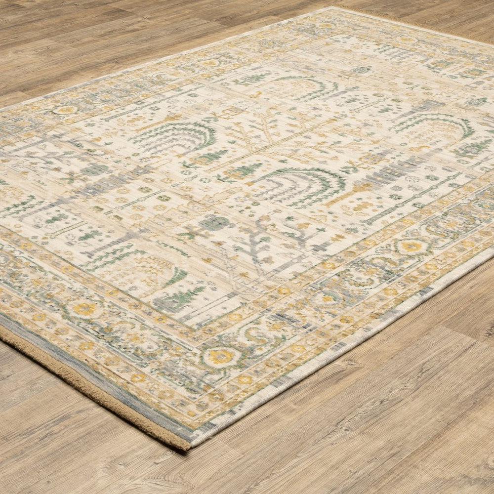 Oriental Weavers Acacia Beige And Green Indoor Area Rug - Elegant Earthy Tones With Luxurious Cotton Fringe Accent Beige,Green Wool Aaca14240340st