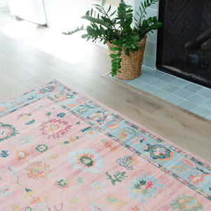 Oriental Weavers Addison Machine Washable Polyester Area Rug - Timeless Oushak Design For High-traffic Spaces Pink,Blue Polyester Aadd01200280st