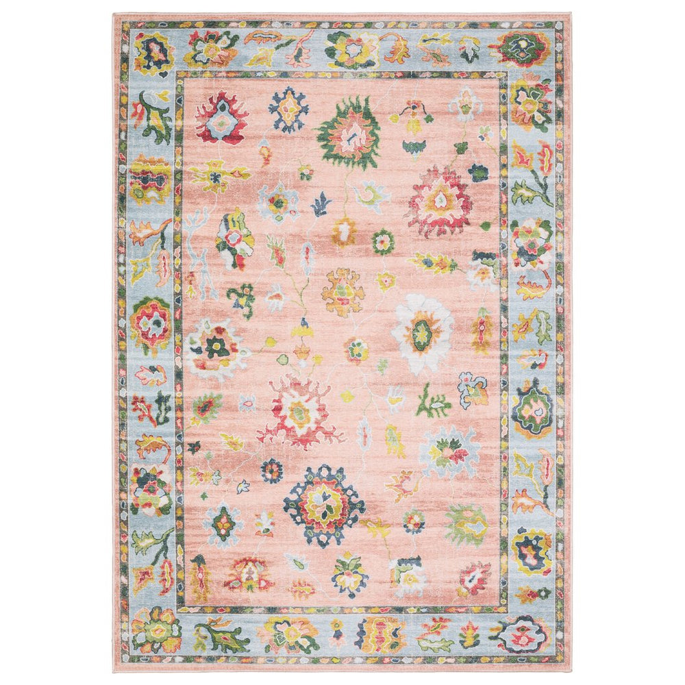 Oriental Weavers Addison Machine Washable Polyester Area Rug - Timeless Oushak Design For High-traffic Spaces Pink,Blue Polyester Aadd01200280st