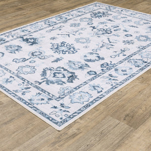 Oriental Weavers Addison Ivory And Blue Indoor Area Rug - Stylish Machine Washable Design For High-traffic Spaces Ivory,Blue Polyester Aadd02228300st