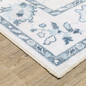 Oriental Weavers Addison Ivory And Blue Indoor Area Rug - Stylish Machine Washable Design For High-traffic Spaces Ivory,Blue Polyester Aadd02228300st