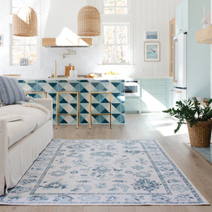 Oriental Weavers Addison Ivory And Blue Indoor Area Rug - Stylish Machine Washable Design For High-traffic Spaces Ivory,Blue Polyester Aadd02228300st