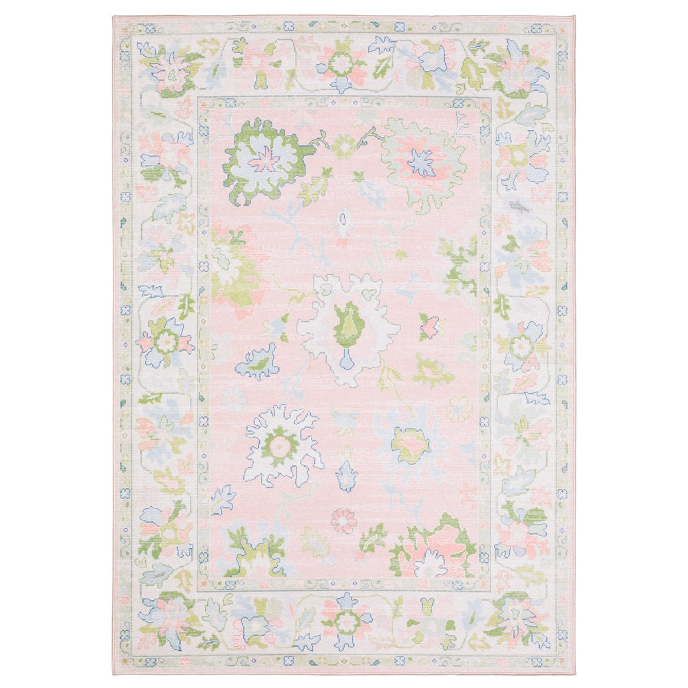 Oriental Weavers Addison Pink And Green Indoor Area Rug – Machine Washable, Elegant Oushak Design For High-traffic Spaces Pink,Green Polyester Aadd04228300st