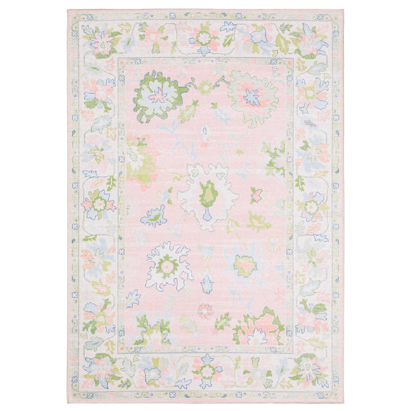 Oriental Weavers Addison Pink And Green Indoor Area Rug – Machine Washable, Elegant Oushak Design For High-traffic Spaces Pink,Green Polyester Aadd04228300st