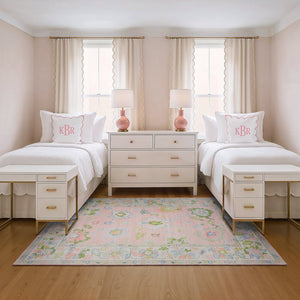 Oriental Weavers Addison Pink And Green Indoor Area Rug – Machine Washable, Elegant Oushak Design For High-traffic Spaces Pink,Green Polyester Aadd04228300st