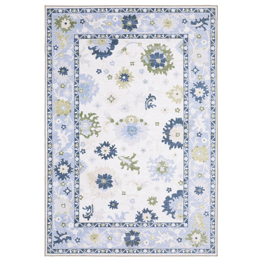 Oriental Weavers Addison Elegant White/Blue Indoor Area Rug – Stylish, Machine Washable Design For Family Spaces White,Blue Polyester Aadd05300365st