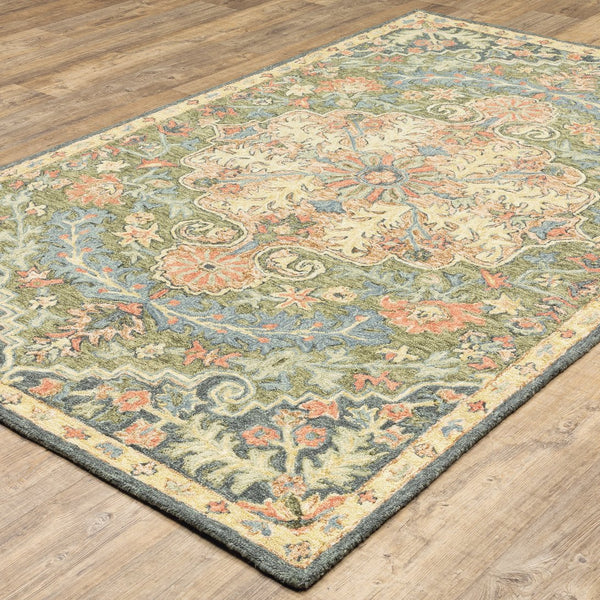 Oriental Weavers Alfresco Hand-crafted Area Rug In Warm Sun-washed Shades - Luxurious Bohemian Design For Any Room Green,Blue Wool A28401107168st