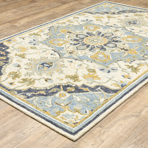 Oriental Weavers Alfresco Hand-crafted Indoor Area Rug - Bohemian Design With Warm Earthy Tones For Luxurious Ambiance Blue,Ivory Wool A28402107168st