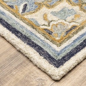 Oriental Weavers Alfresco Hand-crafted Indoor Area Rug - Bohemian Design With Warm Earthy Tones For Luxurious Ambiance Blue,Ivory Wool A28402107168st