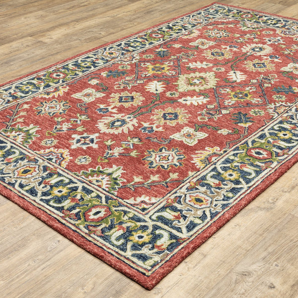 Oriental Weavers Alfresco Hand-crafted Indoor Area Rug - Warm Bohemian Design With Luxurious Texture For Any Room Red,Blue Wool A28404107168st