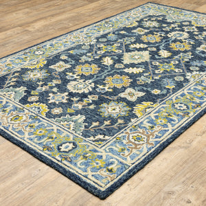 Oriental Weavers Alfresco Hand-crafted Wool Area Rug In Warm Sun-washed Shades - Elevate Your Space With Elegance Navy,Blue Wool A28405107168st