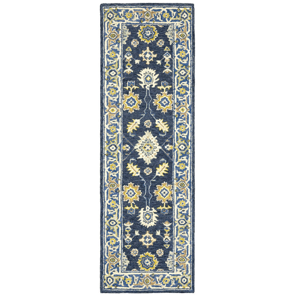 Oriental Weavers Alfresco Hand-crafted Wool Area Rug In Warm Sun-washed Shades - Elevate Your Space With Elegance Navy,Blue Wool A28405076243st