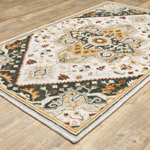Oriental Weavers Alfresco Hand-crafted Area Rug - Luxurious Bohemian Design In Warm, Sun-washed Colors For Any Room Ivory,Charcoal Wool A28407107168st