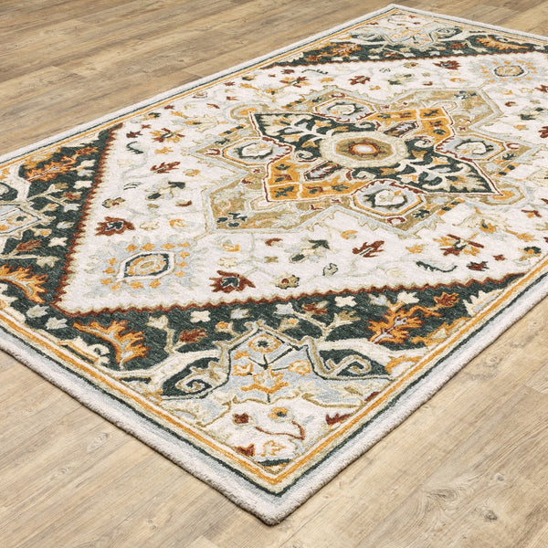 Oriental Weavers Alfresco Hand-crafted Area Rug - Luxurious Bohemian Design In Warm, Sun-washed Colors For Any Room Ivory,Charcoal Wool A28407107168st