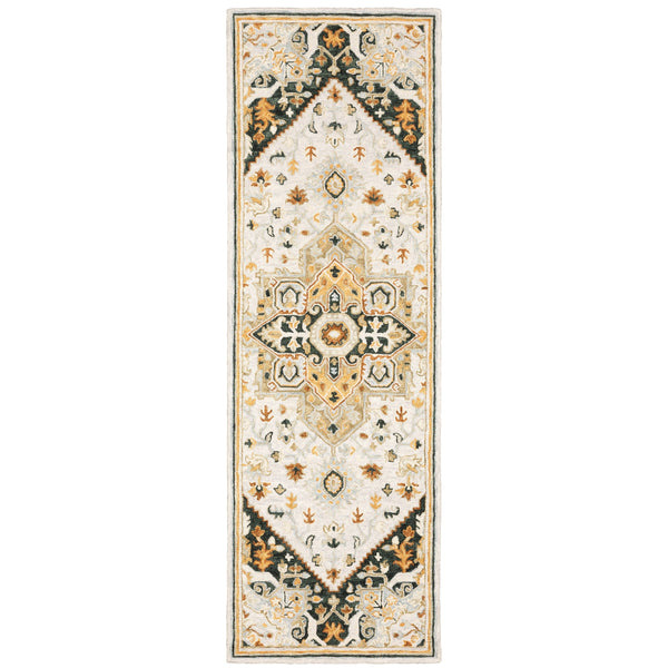 Oriental Weavers Alfresco Hand-crafted Area Rug - Luxurious Bohemian Design In Warm, Sun-washed Colors For Any Room Ivory,Charcoal Wool A28407076243st