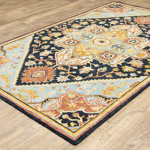 Oriental Weavers Alfresco Handcrafted Wool Area Rug With Bohemian Design - Luxurious Texture For Every Room Navy,Rust Wool A28408107168st