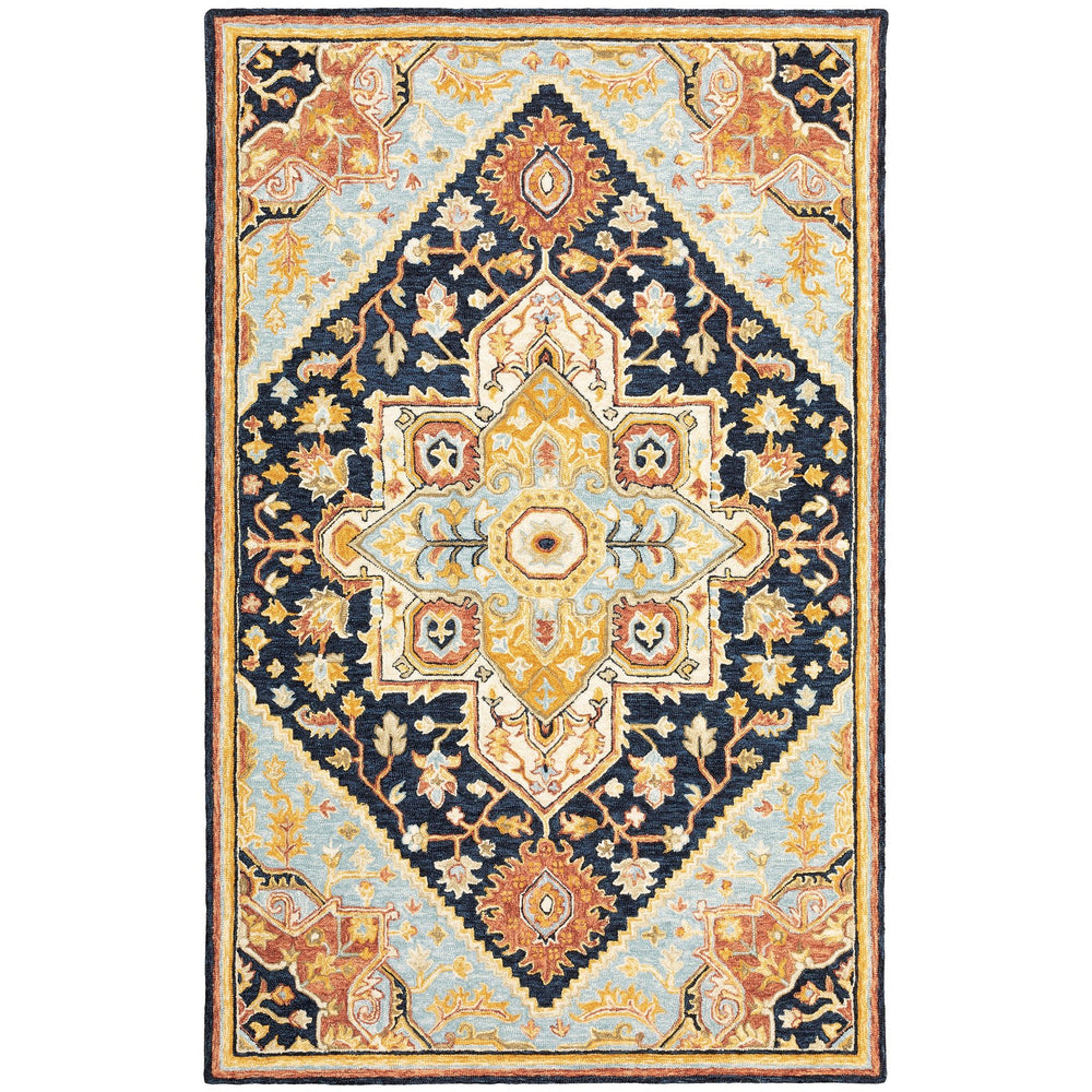 Oriental Weavers Alfresco Handcrafted Wool Area Rug With Bohemian Design - Luxurious Texture For Every Room Navy,Rust Wool A28408107168st