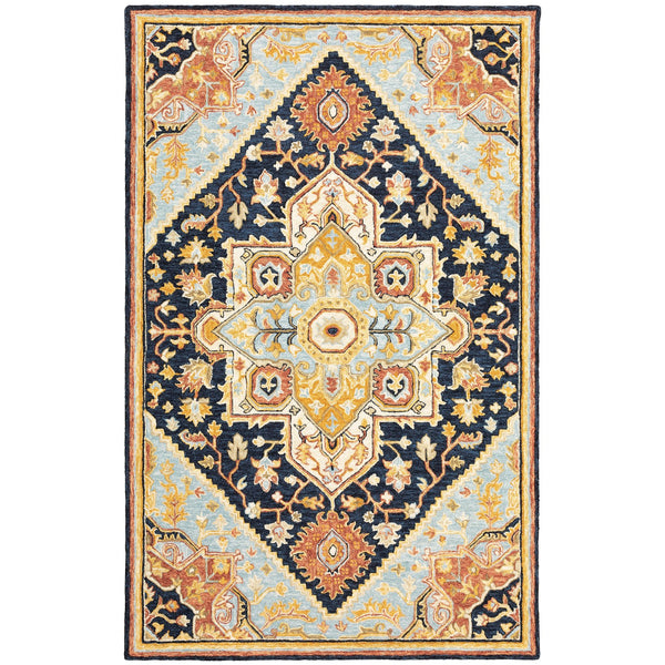 Oriental Weavers Alfresco Handcrafted Wool Area Rug With Bohemian Design - Luxurious Texture For Every Room Navy,Rust Wool A28408107168st