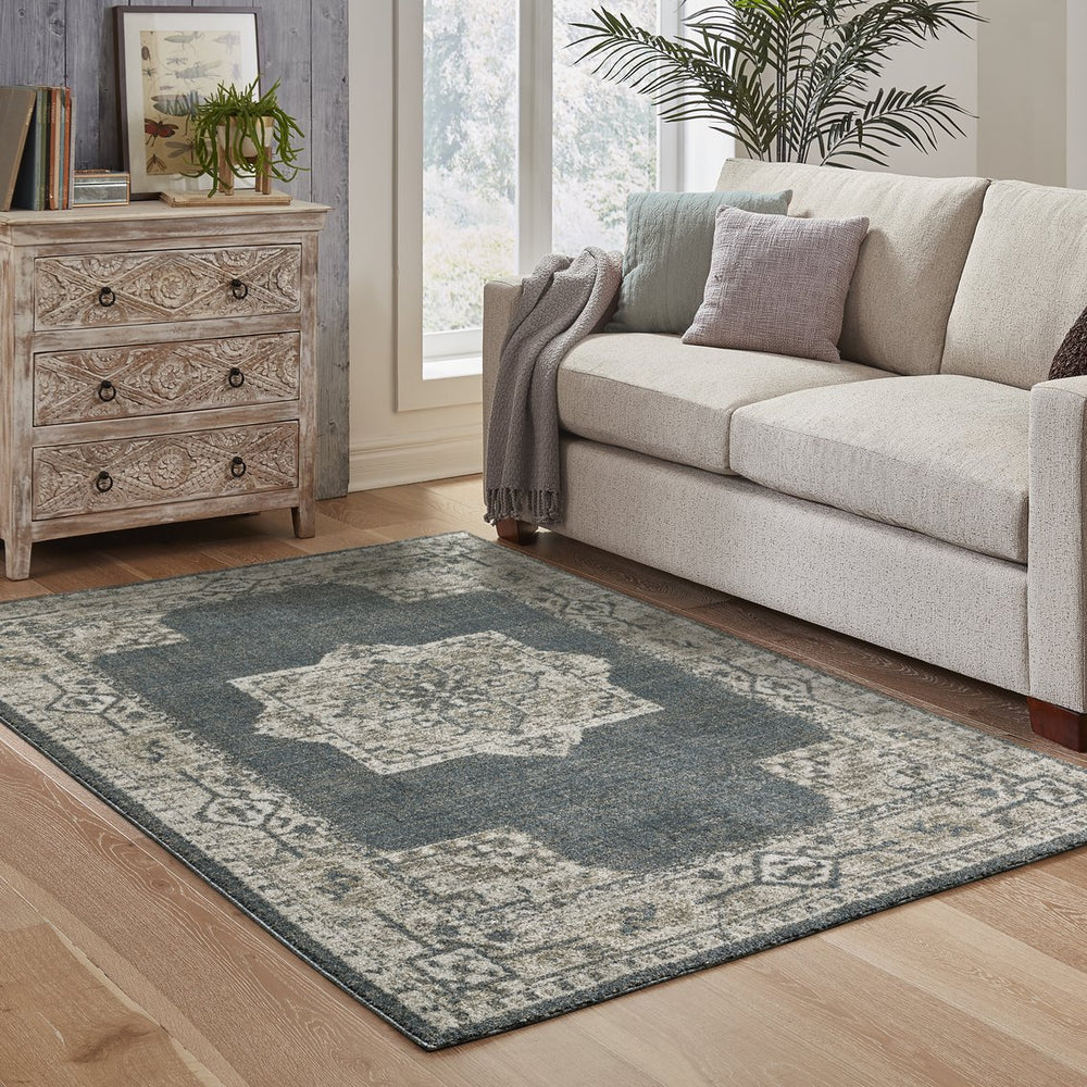 Oriental Weavers Alton Indoor Area Rug - Soft Tri-colored Polyester, Trendy Deep Blue & Warm Gray Texture For Home Blue,Beige Polyester A5501b100152st