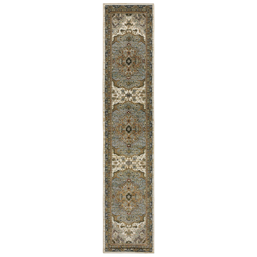 Oriental Weavers Andorra Luxurious Indoor Area Rug – Stunning Vintage Modern Design With 200+ Color Variations Ivory,Blue Polypropylene A2451b076365st