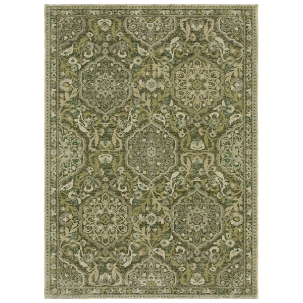 Oriental Weavers Andorra Vintage-Inspired Runner Rug In Olive Green And Teal With Plush Dense Pile, Durable Weave 99.61'' L x 26.38'' W A3709C067253ST