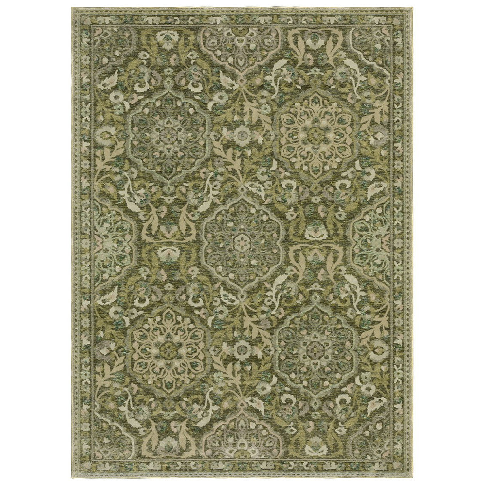 Oriental Weavers Andorra Vintage-Inspired Olive Green Area Rug With Plush Multi-Yarn Weave And Distressed Charm 66.93'' L x 46.06'' W A3709C117170ST