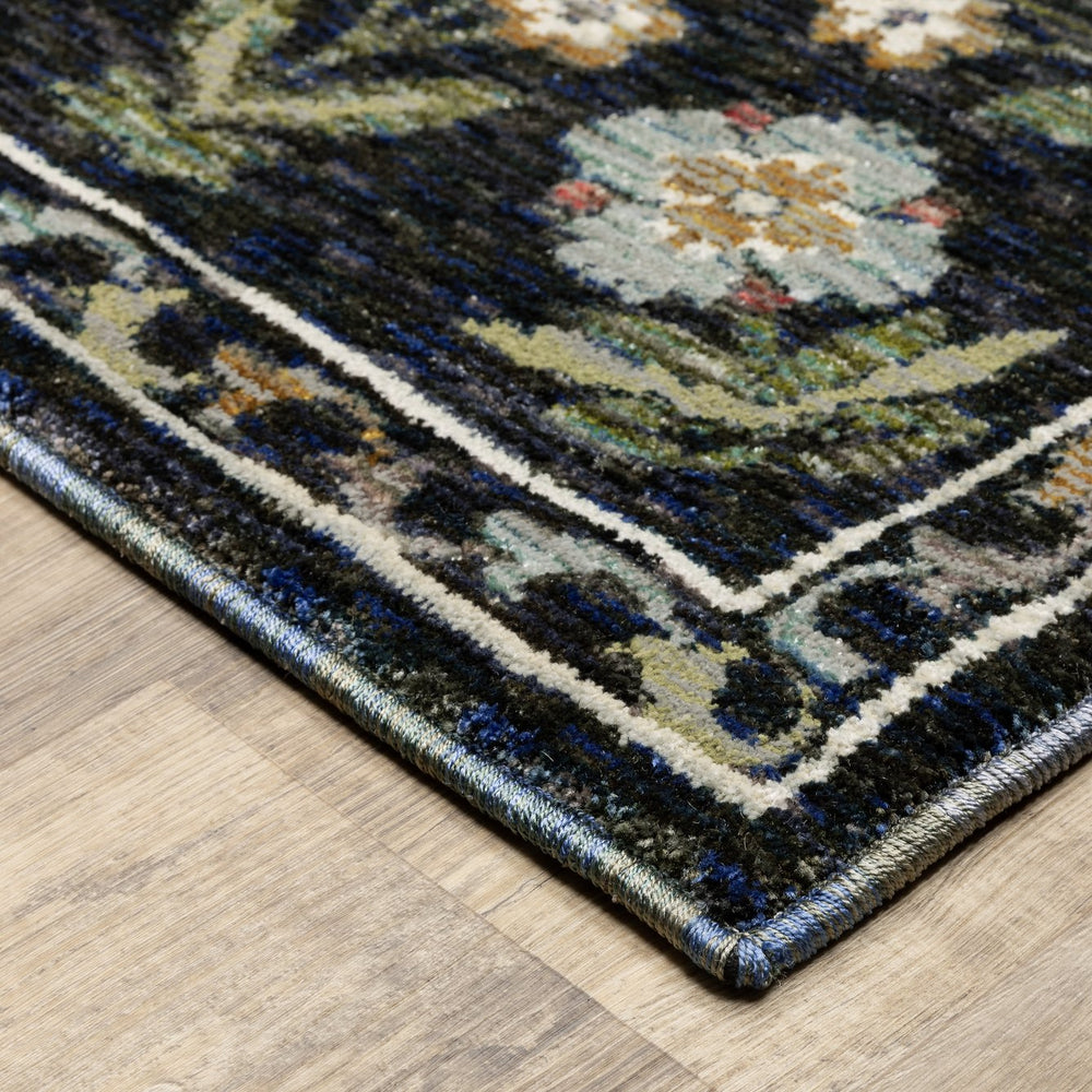 Oriental Weavers Andorra Vintage-Inspired Navy Floral Runner Rug With Distressed Jewel Tones, Soft Dense Pile For Hallways 143.7'' L x 29.92'' W A3710A076365ST