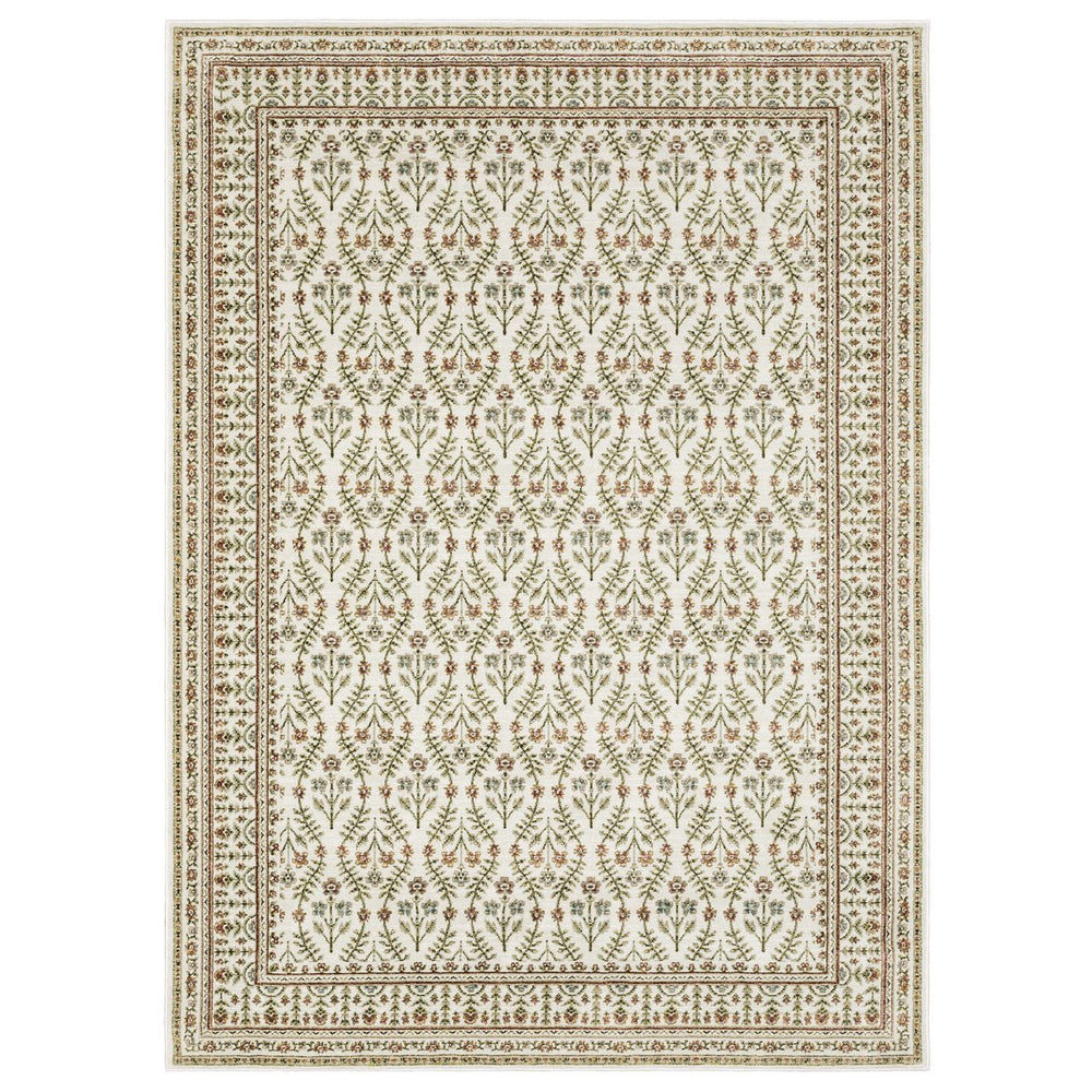 Oriental Weavers Andorra Vintage-Inspired Ivory And Red Runner Rug With Floral Vines, Plush 0.55" Pile For Hallways 99.61'' L x 26.38'' W A3717A067253ST