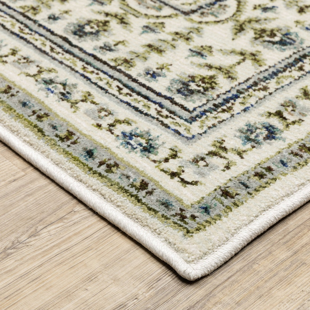 Oriental Weavers Andorra Vintage-Inspired Ivory And Blue Indoor Rug With Plush Cut Pile, Jewel-Toned Botanical Charm 135.04'' L x 94.49'' W A3717C240343ST