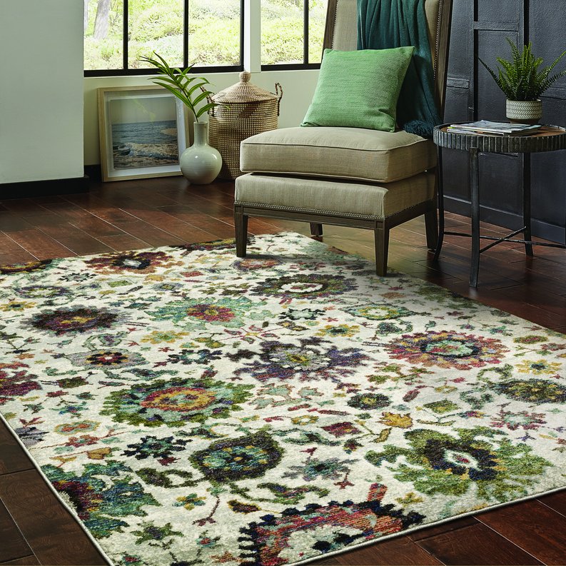 Oriental Weavers Andorra Indoor Area Rug – Luxurious Soft Pile In Stunning Jewel Tones With Vintage Modern Style Stone,Multi Polypropylene A7129a058100st