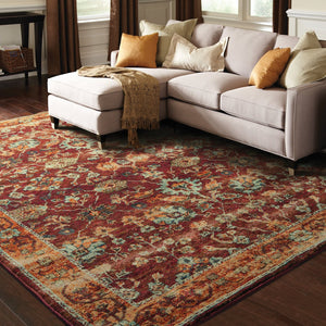 Oriental Weavers Andorra Luxurious Indoor Area Rug - Stunning Weaving Technology With Over 200 Vibrant Colors Red,Gold Polypropylene A7154a058100st