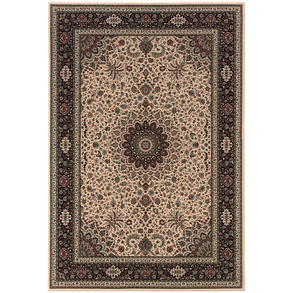 Oriental Weavers Ariana Indoor Area Rug - Elegant Traditional Design With Oriental Patterns And Luxurious Craftsmanship Ivory,Black Polypropylene A095i8120180st