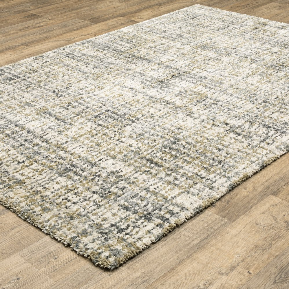 Oriental Weavers Aspen Ivory & Gold Shag Area Rug – Luxurious Soft Microfiber With Modern Abstract Design Ivory,Gold Polyester A2877b068230st